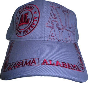 Alabama Trucker Hat, Gray, Mesh Back, Embroidered Red Front, Snapback